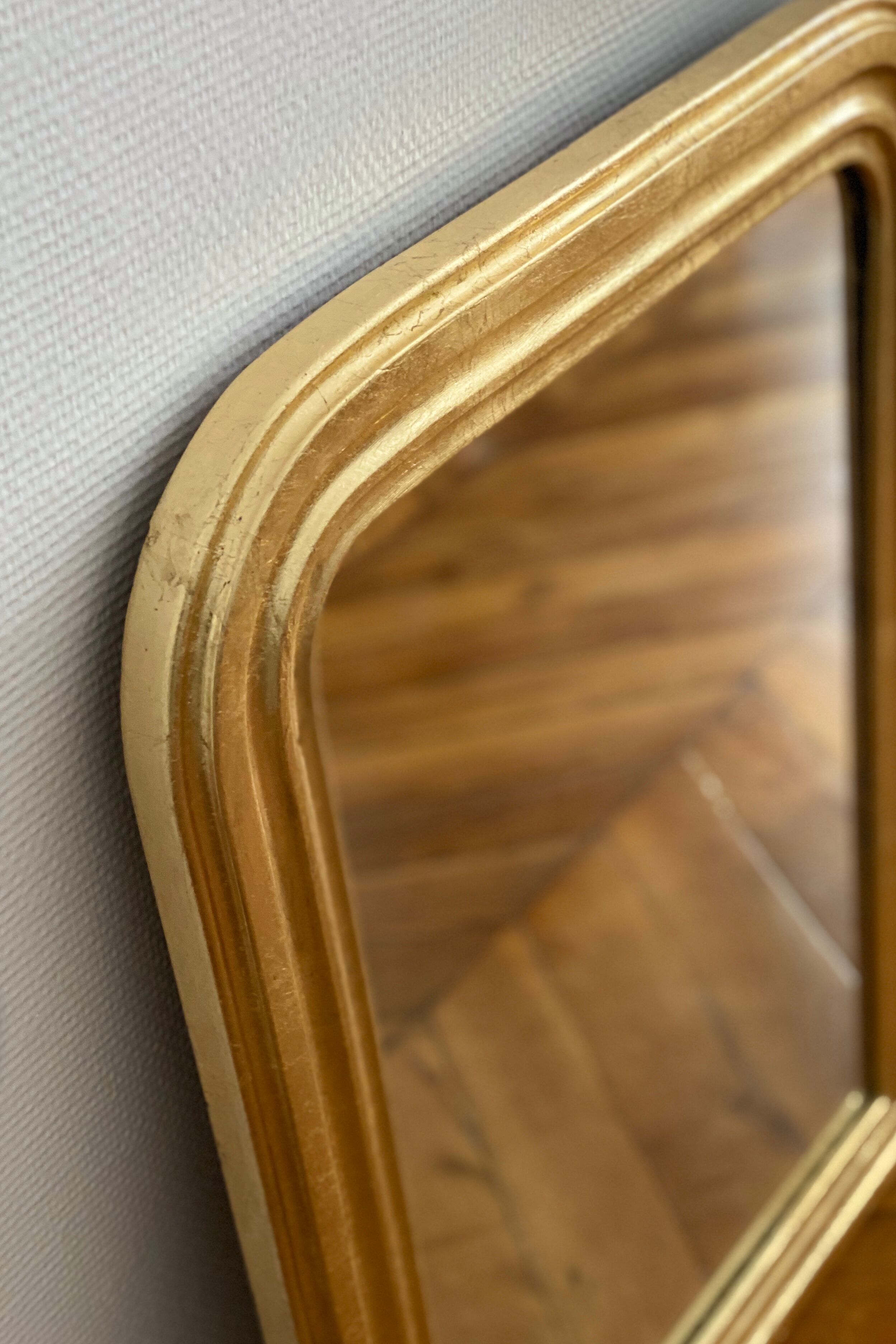 Miroir ancien Louis Philippe doré feuille d’or - 71x53cm