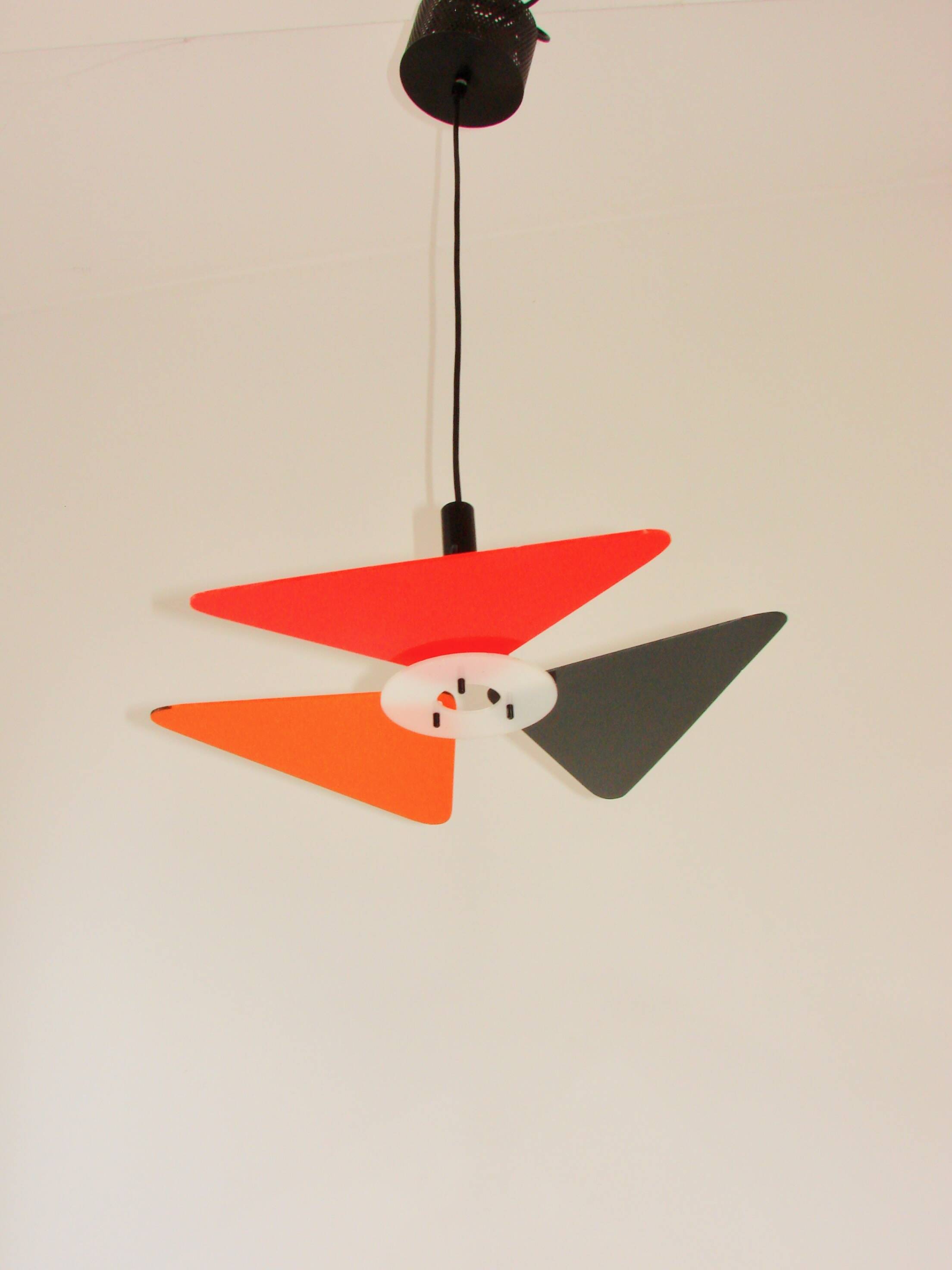 A colourful postmodern pendant light, 1990s.