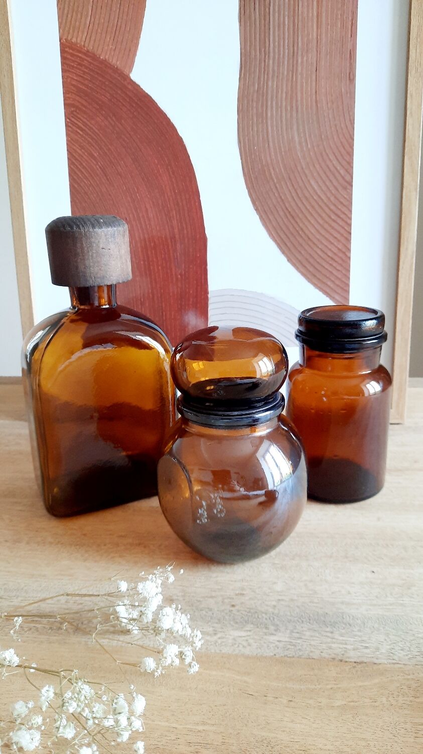 Amber glass bottles