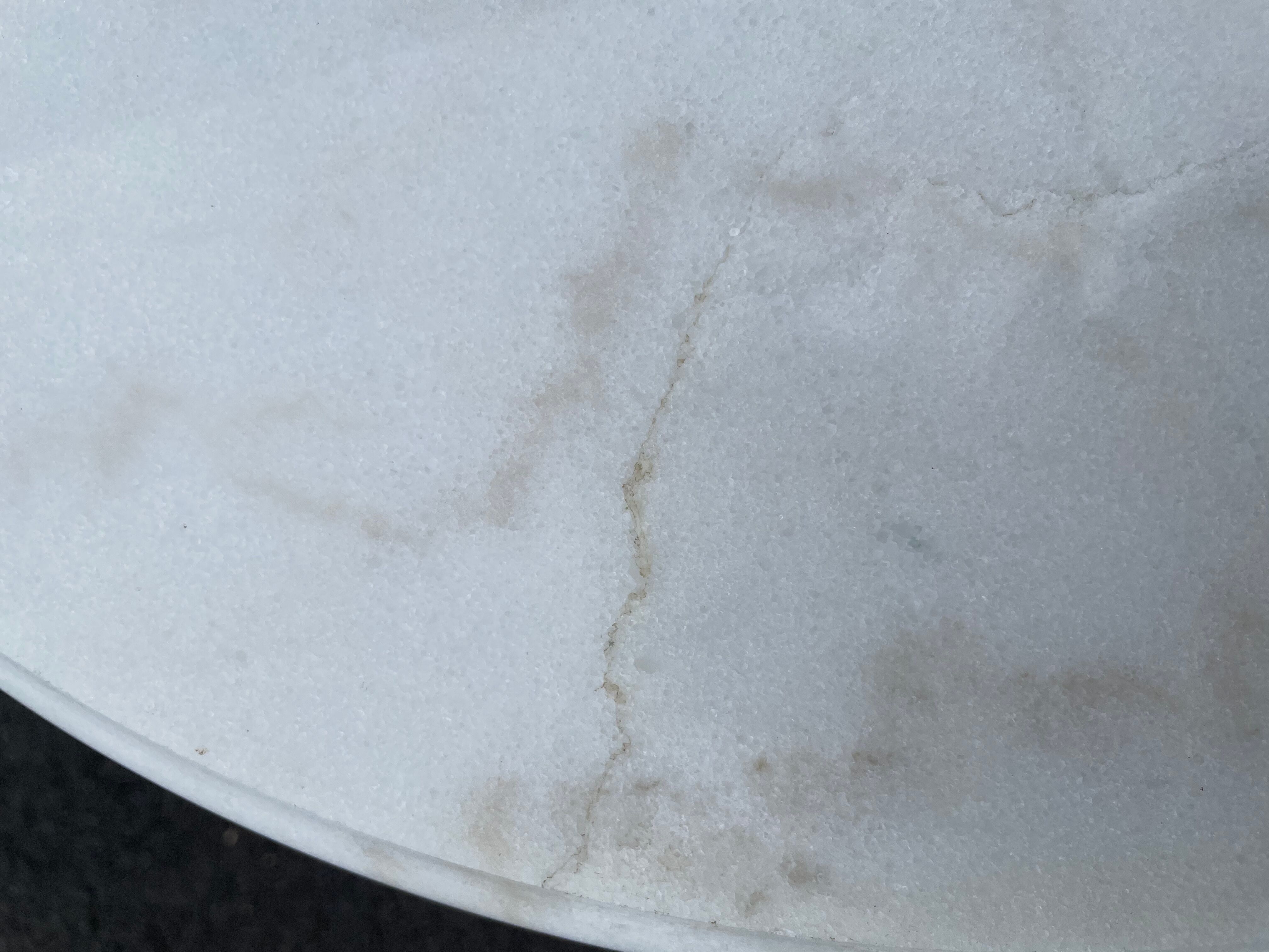 Round bistro table in white marble