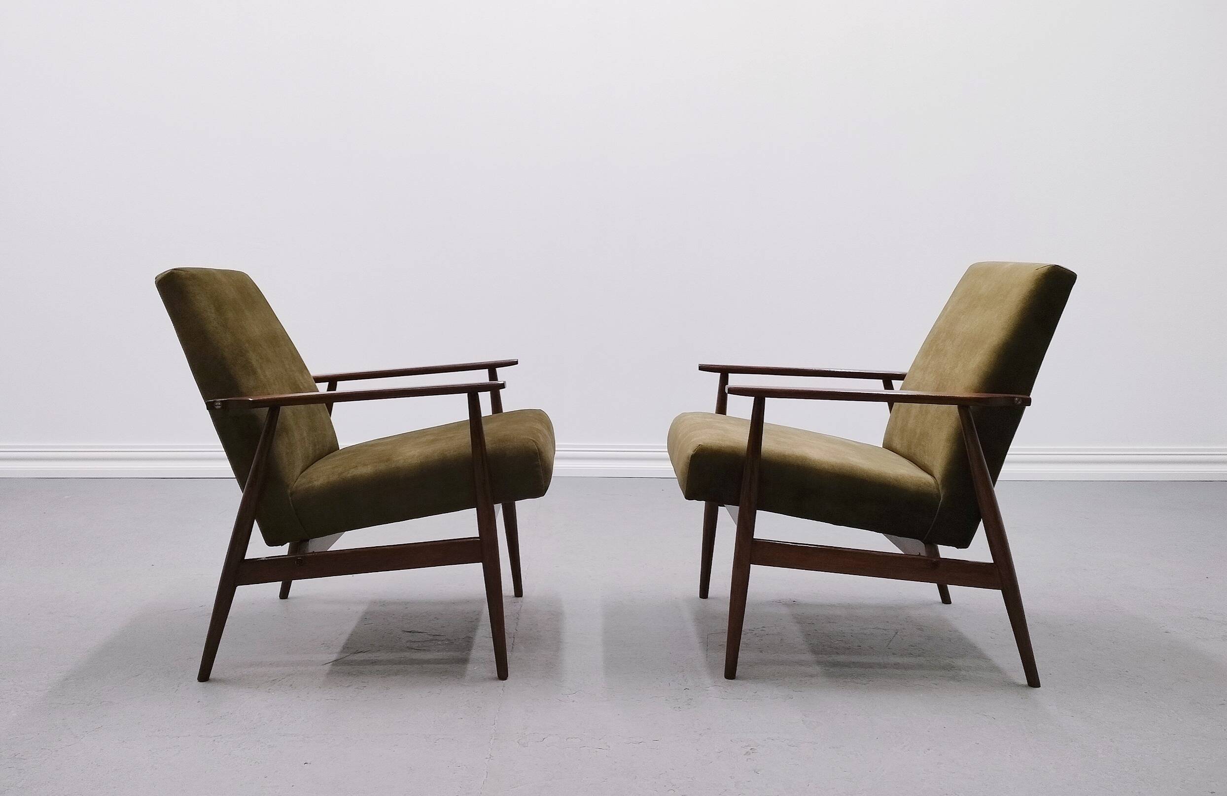 1960 Henryk Lis Mid Century Armchair in Forest Green Velvet