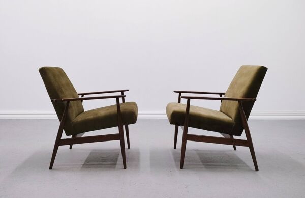 1960 Henryk Lis Mid Century Armchair in Forest Green Velvet