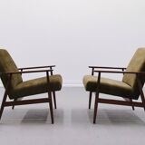 1960 Henryk Lis Mid Century Armchair in Forest Green Velvet