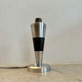 Vintage art deco lamp base, chromed metal and brass, France 1930