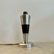 Vintage art deco lamp base, chromed metal and brass, France 1930