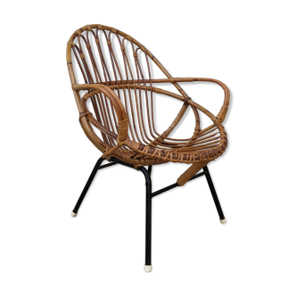Rattan armchair metal pedestal adult model