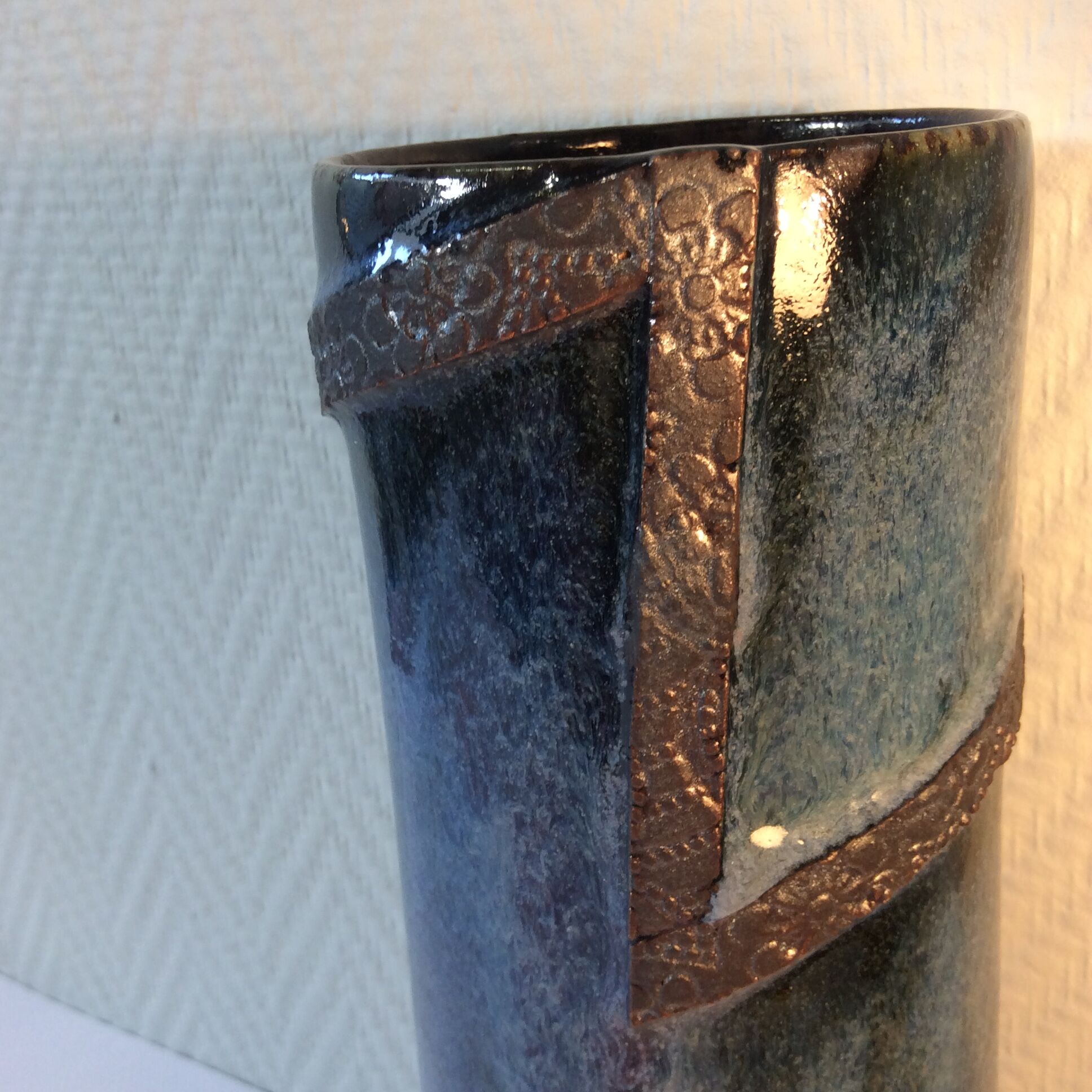 Japanese blue roll vase