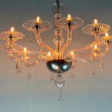 Venetian glass lustre in pink, in the style of Venini.