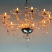 Venetian glass lustre in pink, in the style of Venini.