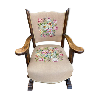 Fauteuil vintage toile canevas