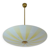 Lampe suspendue vintage en forme de soleil / Lustre en verre jaune / Lampe à pendentif en forme de soucoupe / Époque spatiale des années 1950