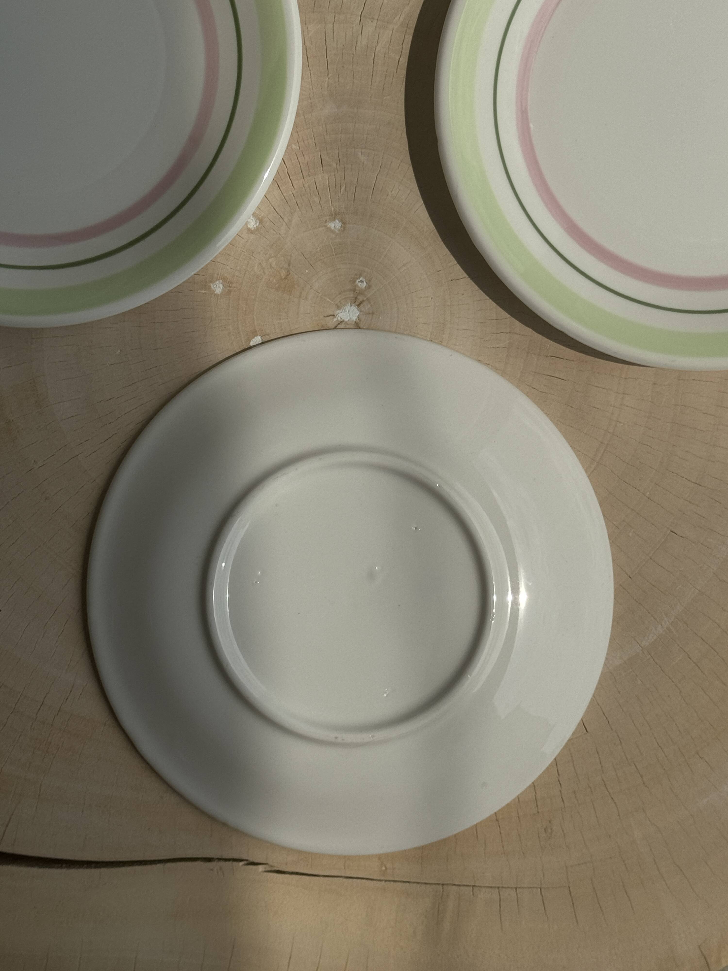 Set of 12 green and pink Italian plates
