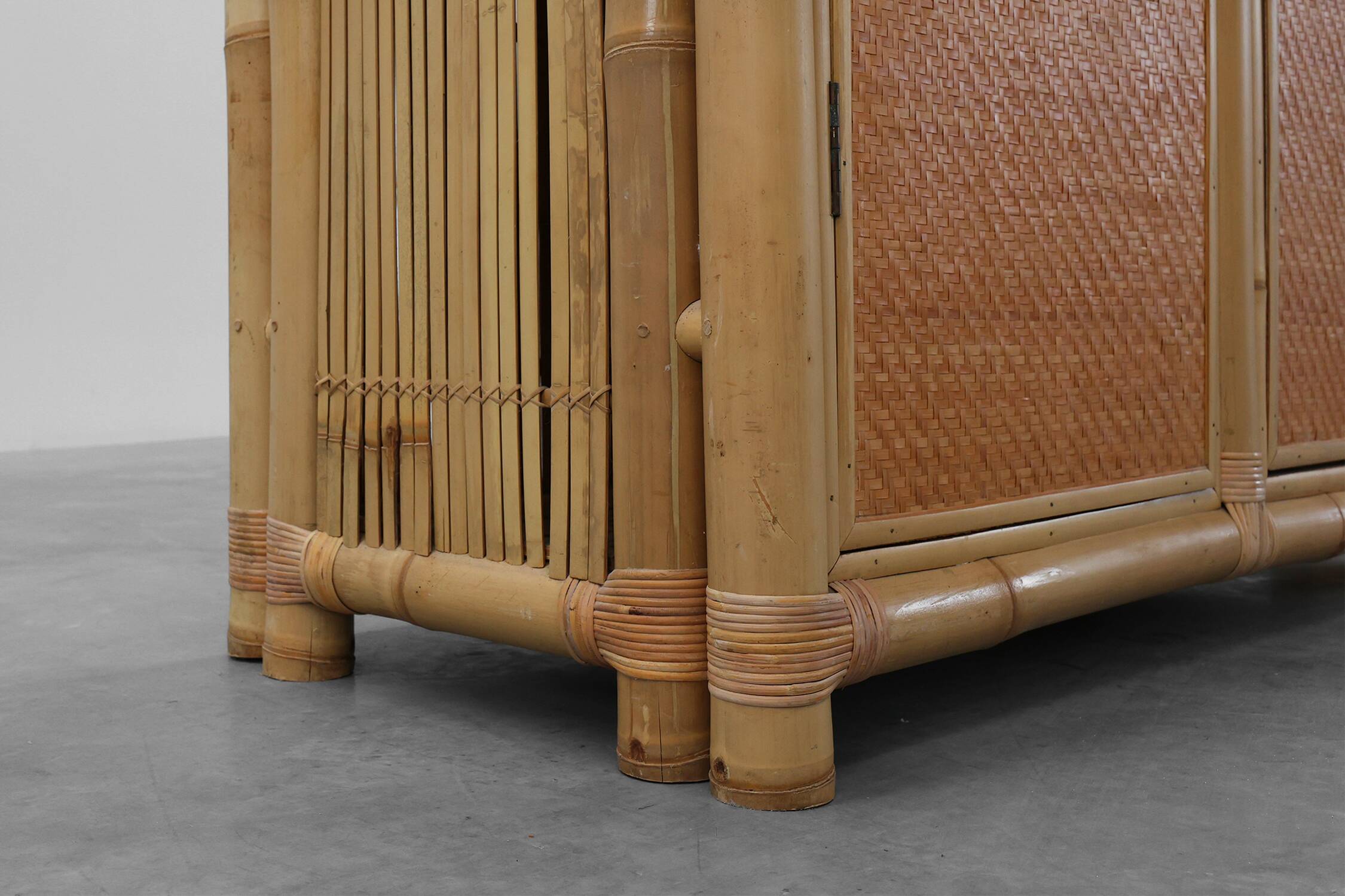 Mid-century bamboo and rattan wardrobe, Italy ca. 1960