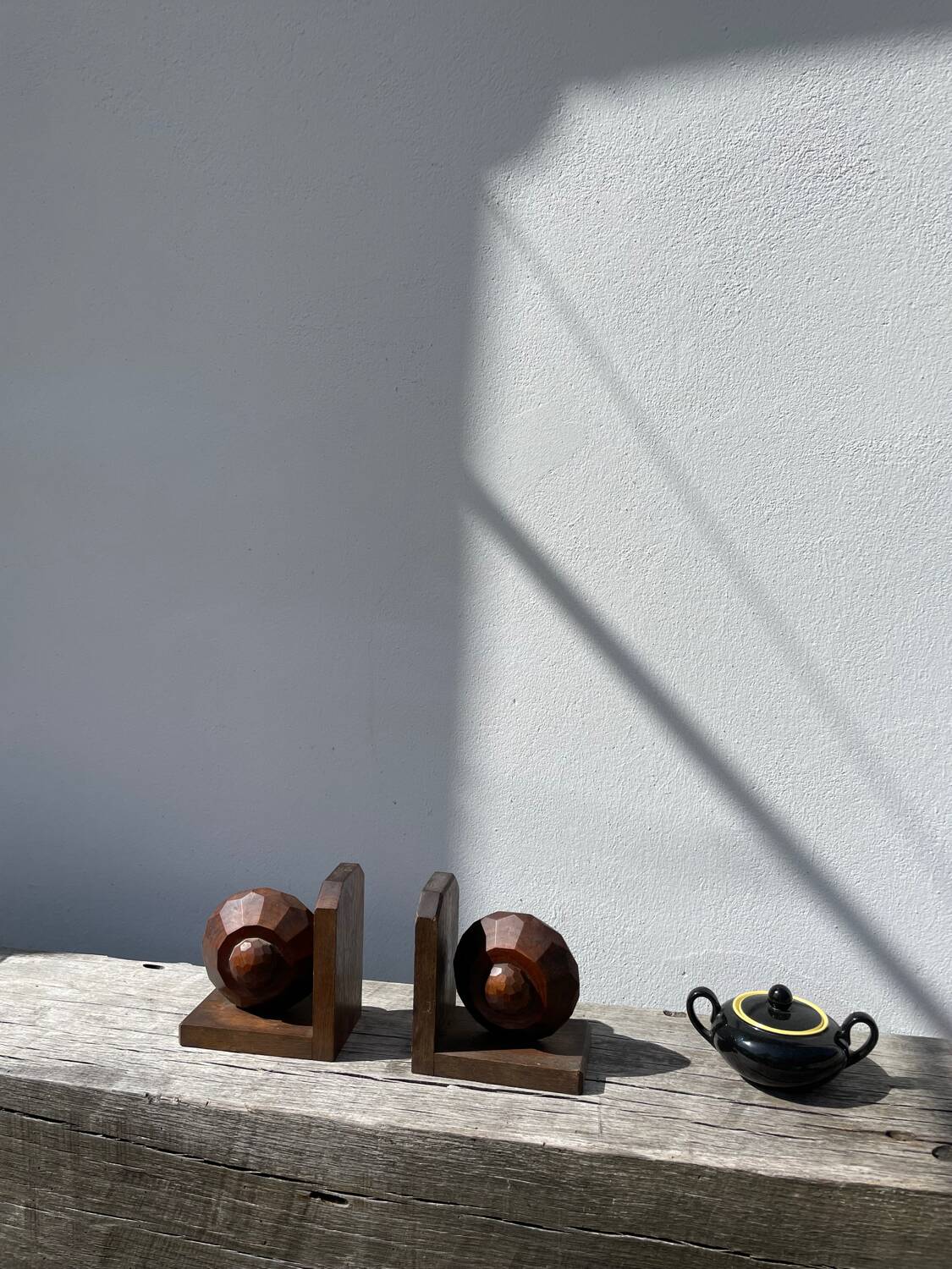 Art Deco wooden bookends