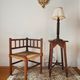 Chaise vintage coin du feu en bois tourné bobine