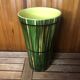 Old vase st clément france green & yellow ceramic vintage #a392