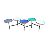 Articulated living room coffee table 5 trays in metal enamelled contemporary decoration