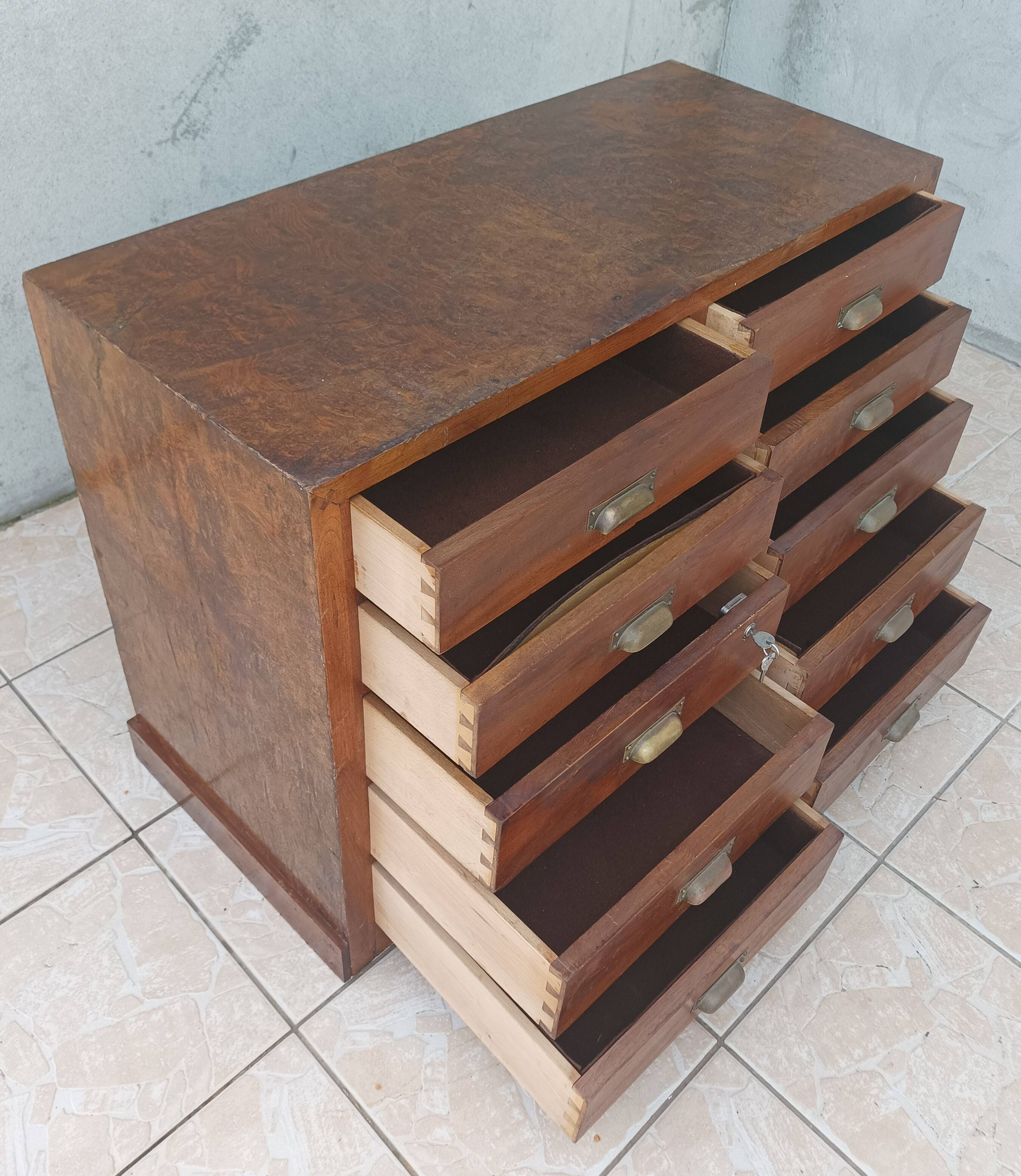 Meuble de métier 10 tiroirs en noyer