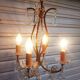 Old 4-light cage chandelier with crystal pendants