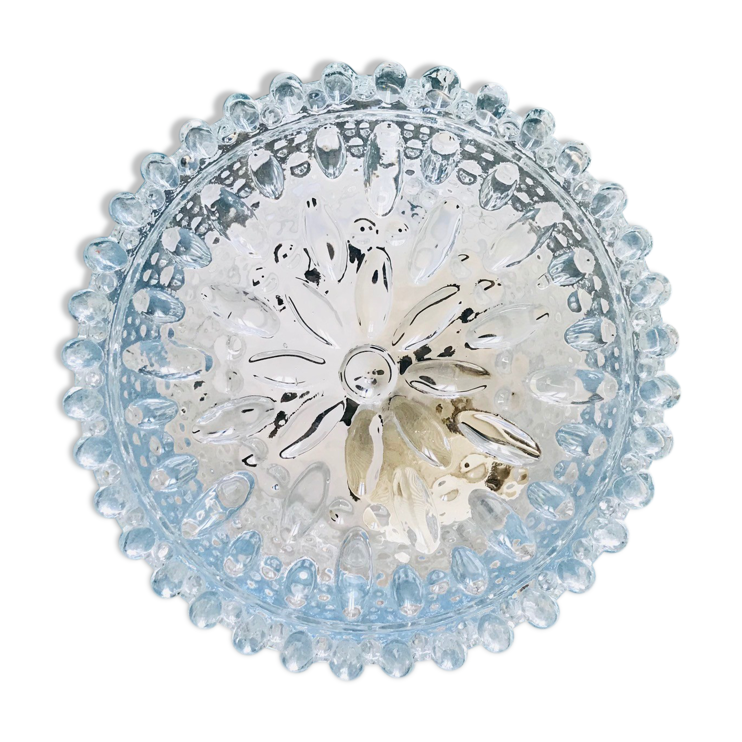 Round cast glass ceiling light