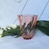 Vintage vase in pink glass art deco France