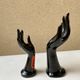 Vase ring pair of hand black ceramic vintage 80s