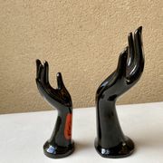 Vase ring pair of hand black ceramic vintage 80s