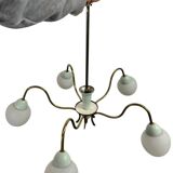 vintage 'gold' chandelier / pendant with mint blue accent