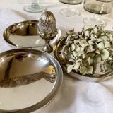 Silver-plated aperitif server / metal beggar, pine cone handle