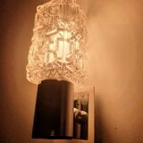 Pair of vintage chrome wall lights with square globes, Italian Targetti, 1970