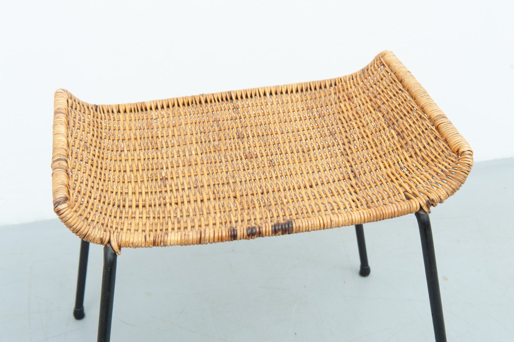 Gian Franco Legler attributed rattan stool, 1950s