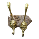 2 lion coat hooks in solid brass Art Nouveau
