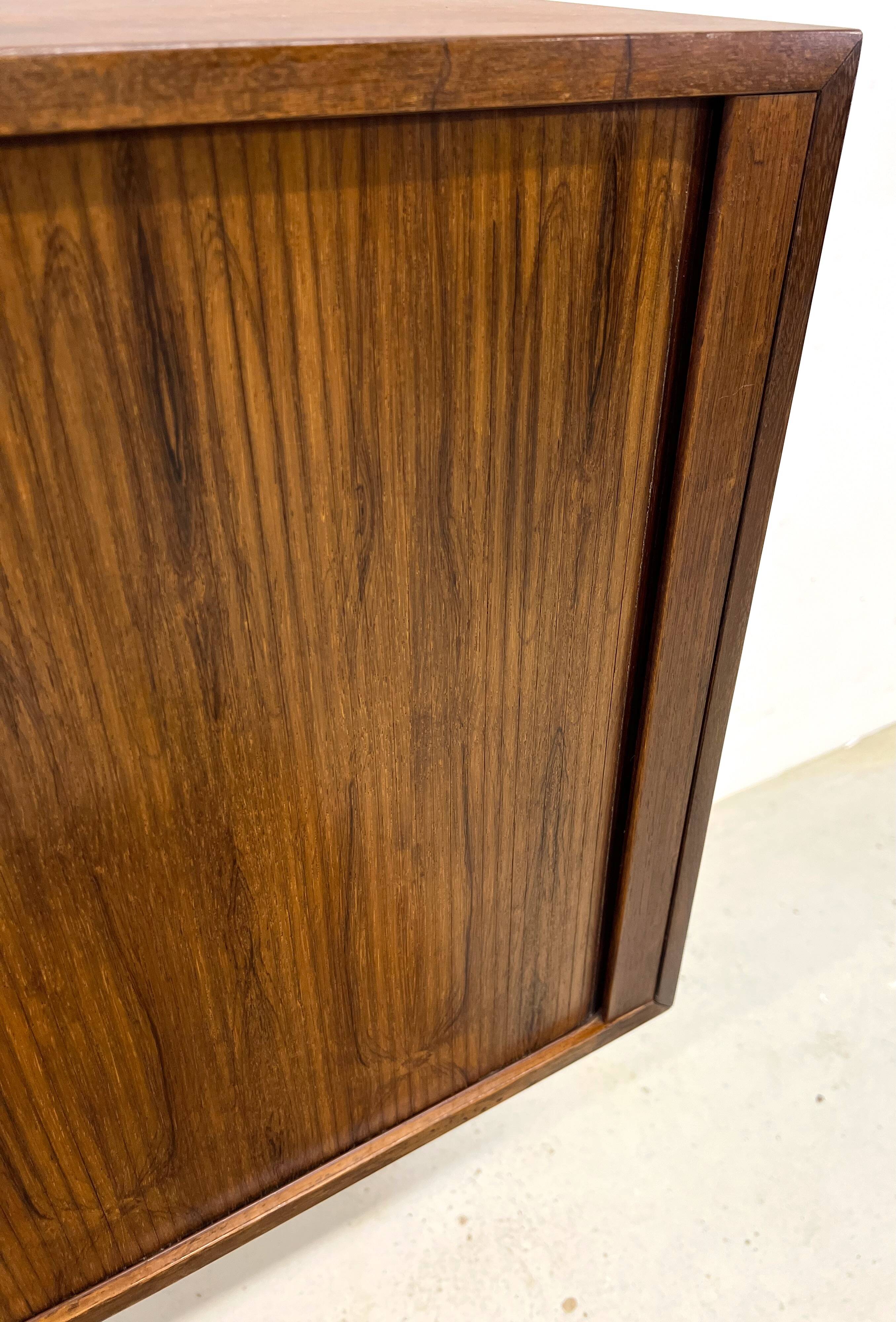 Rosewood Tambour Door Cabinet By Kai Kristiansen For Feldballes