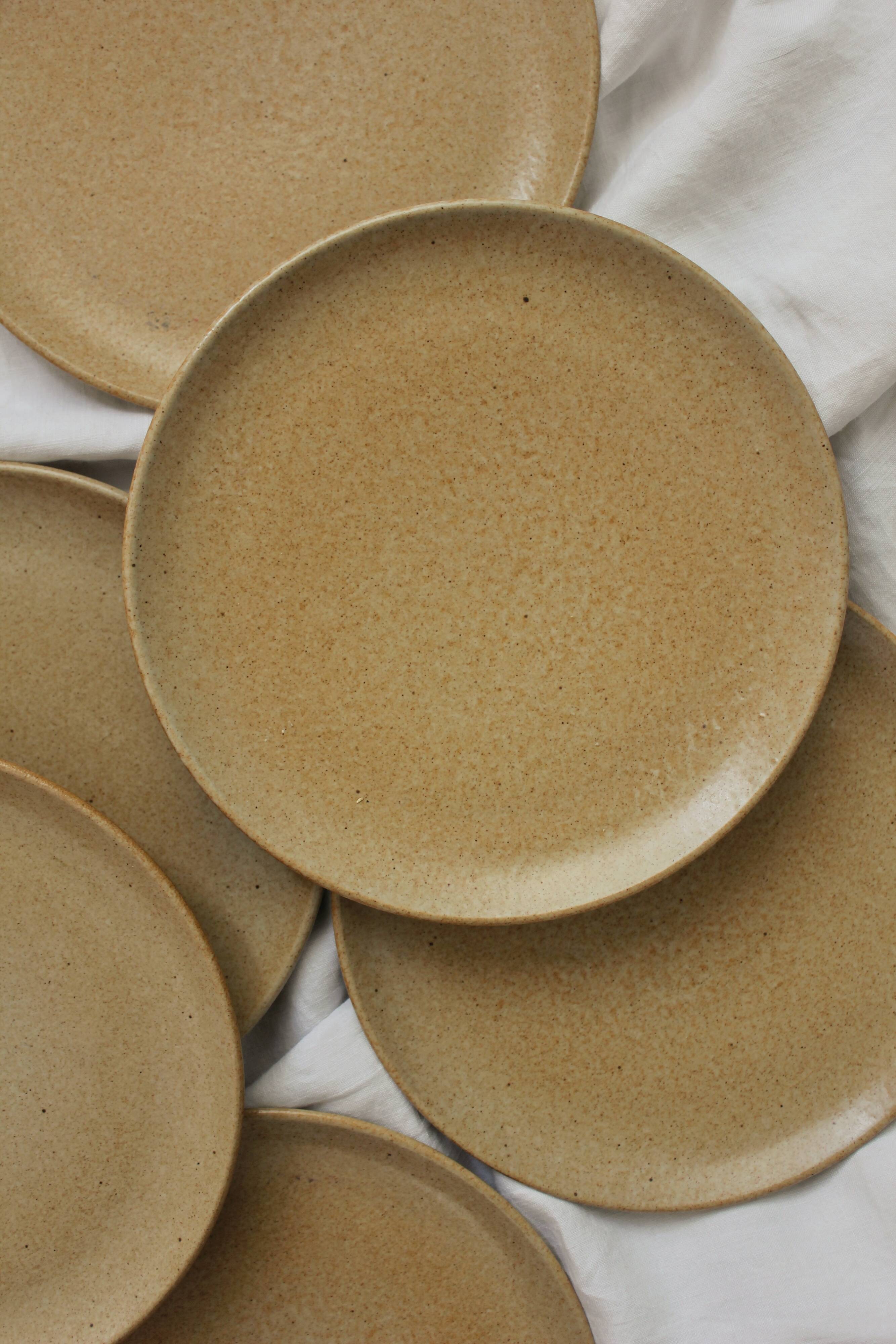 6 vintage stoneware dessert plates