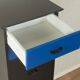 Commode postmoderne des années 1980, noire et bleue, vintage