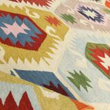 8x11 Vintage Multicolor Handmade Wool Kilim Rug, 254x348Cm