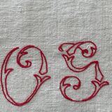 Antique natural linen sheet with OG monogram