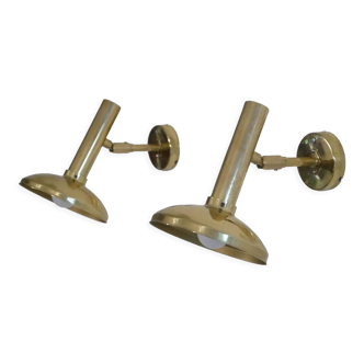 Pair of vintage Scandinavian brass wall lamp 1970