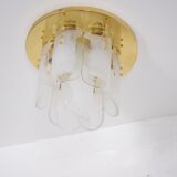 Ceiling lamp in brass and Murano glass 1970's