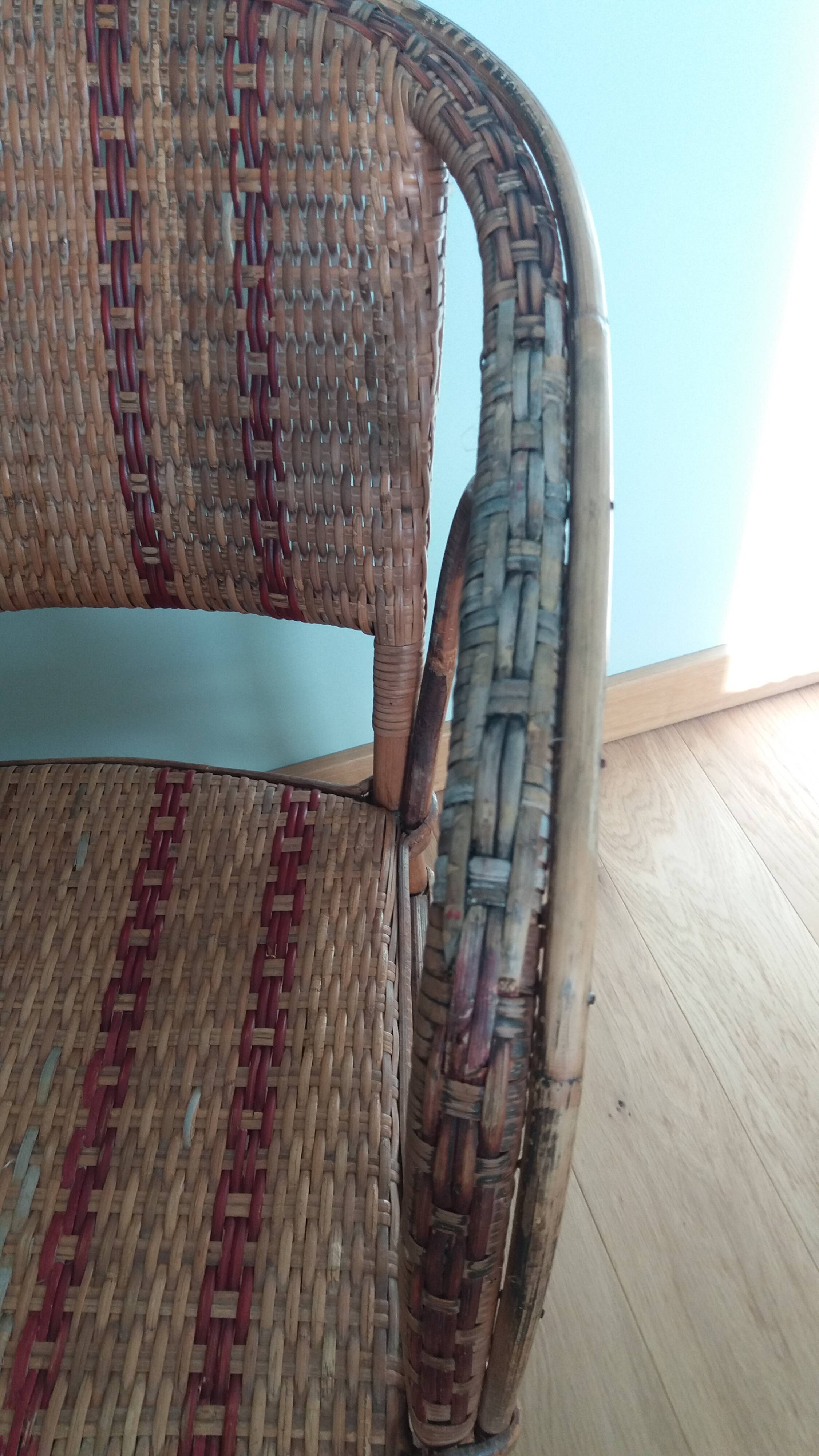 Bistro armchair in bamboo and wicker