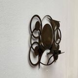 Brutalist mid-century Danish metal wall sculpture and candle holder by Henrik Horst.