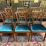 6 cherry wood chairs with openwork backs