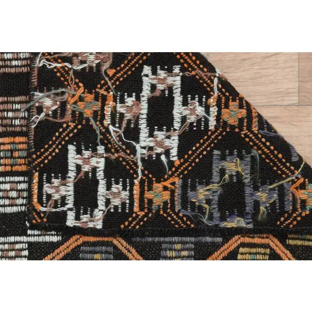 Brown Orange Handmade Vintage Turkish Kilim Area Rug  112x159