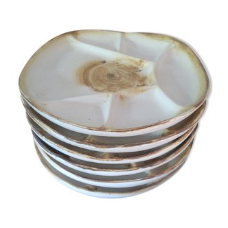 Set of 6 fondue stoneware plates
