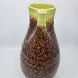 Pichet Pottery from Accolay in glazed ceramic, Brown and Yellow, France 1970.