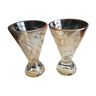 Set de 2 coupes vases en verre irisé