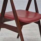 1960s, Danish chair by Farstrup, original condition, solid teak wood, leather.