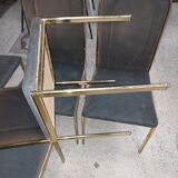 Set of 6 gilded brass chairs from the 1950s