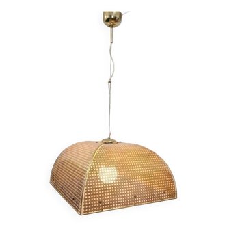 Lustre en plexiglas et paille de Vienne.