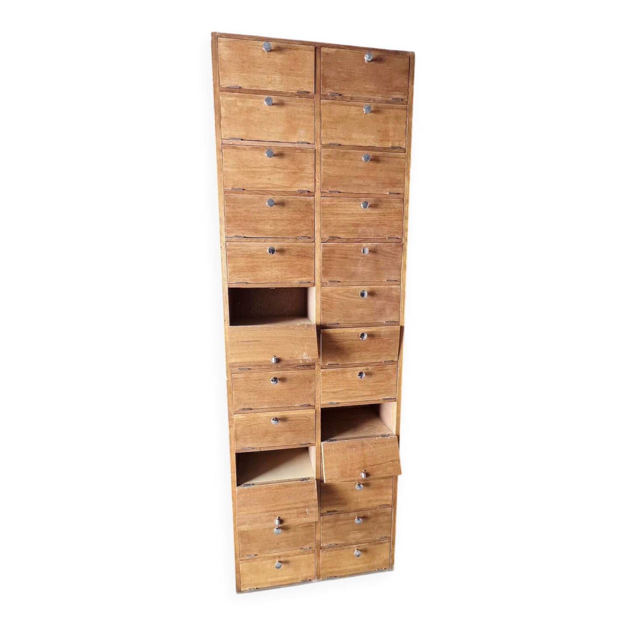 Un Meuble De Notaire / Métier Double Colonnes à Clapet (Restaurer)